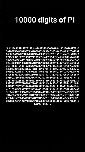 10000 digits of PI #pi #pimath #shortsfeed #math #mathematics #mathshorts #mathpi #maths #fyp #fypシ