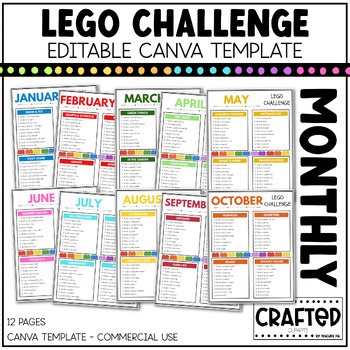 EDITABLE Le go Challenge For Kids Canva Template Monthly Early Finishers