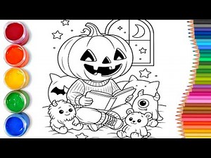 How to draw easy cute halloween pumpkin | easy drawing step by step for kids