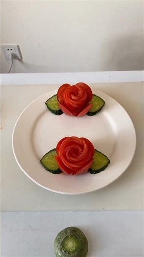 Fresh Romance Heart Shape Carving with Cucumber& Tomato#Edible Love Art Heart Carving design Skills
