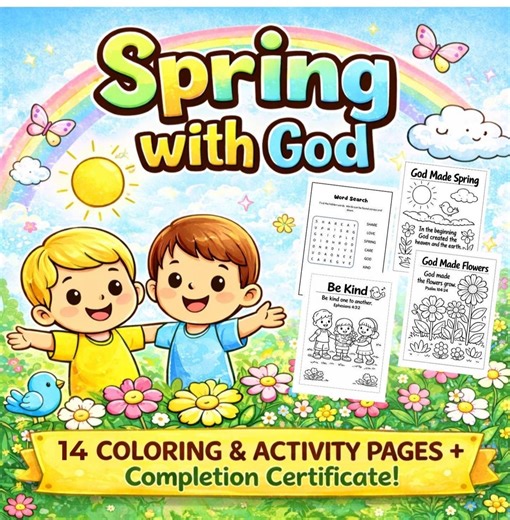 Spring With God Coloring & Activity Pages | Christian Kids Worksheets | Bible Coloring Pages | Faith Activities for Kids - Etsy