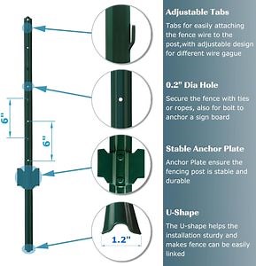 [Hot Item] Heavy-Duty Plastic Coated Garden Fence Posts with Complete Accessories