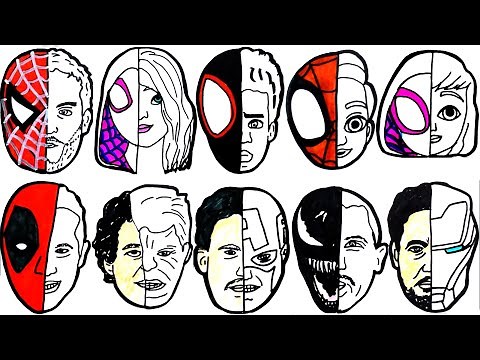 🔴 How To Draw Avengers Superhero , Marvel's Spider-Man, Deadpool, Panter, Venom -FACES | Compilation