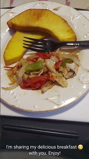 Jamaican Breakfast - Fried Breadfruit with Salted Cod and Okra