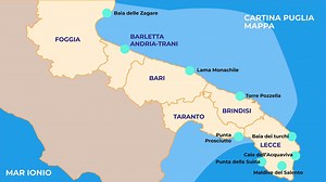 Cartina Puglia, Mappa Puglia. Cosa vedere e fare. Puglia Cartina