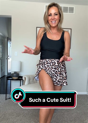 This one piece with the swim skirt is SO cute 🤍 It’s comfortable, stretchy, and super flattering. The print is adorable, and I love the little slit in the skirt — it adds the perfect touch without taking away from the coverage. It gives you that secure one-piece feel with the extra confidence of a skirt. So good for pool days, beach trips, or chasing kids around. If you’re looking for a one piece swimdress, skirted swimsuit, flattering printed bathing suit, or modest but cute swimwear, this is 