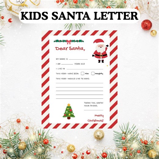 Letter to Santa Printable Template: Christmas Kids Activity (PDF Download) - Etsy