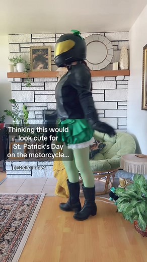 Why does it look like a diaper?!? 💀#bikergirl #stpatricksday #hondarebel #ootd #motorcyclegear | Belle Rides