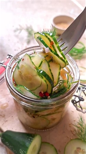 Pickles de Concombre 🥒 #veganfood #shorts #recetterapide