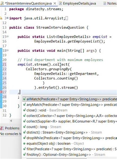 Java Streams Interview Question 🔥 Find Department with Max Employees | DinaTechy #shorts