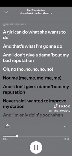Bad Reputation: Joan Jett & the Blackhearts Lyrics