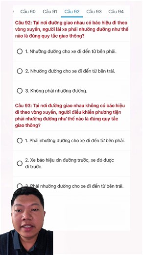 Câu điểm liệt 92 và 93 trong bằng lái B2