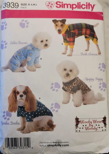 Dog Clothes Sewing Pattern – Simplicity 3939 Small Medium Large Pet Sweater Outfit UNCUT - Etsy