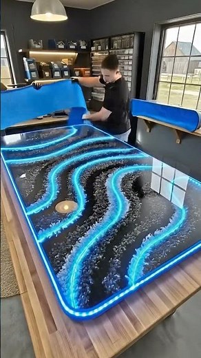 Building the Ultimate GLOWING Epoxy Pool Table! 🎱✨ (Insane DIY) #shorts # #DIYBuild #ResinArt