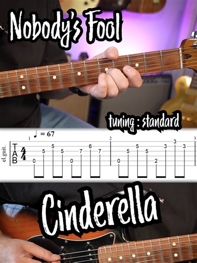 Nobody's Fool guitar riff by Cinderella with tabs #cinderella #guitarriff #guitarlessons #guitarplayer #guitarist #guitartok #guitarra #nightsongs #guitartab
