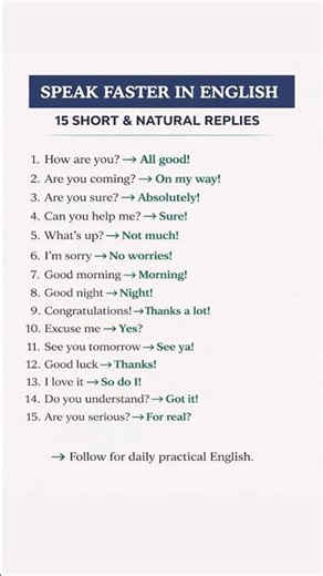 Speak Faster in English | 15 Short & Natural Replies