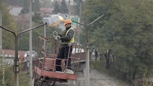 Repair of street lighting. Technician to repair street lighting in enterprise, plant, factory, industrial workshop