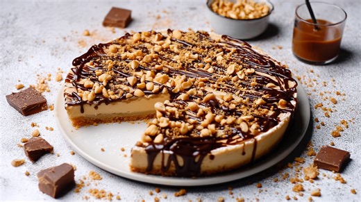 Easy Peasy No-Bake Snickers Cake