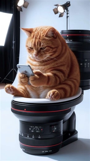 How Long Can a Cat Sit on a Camera Lens Toilet ? 📸🚽📱😹 #sho