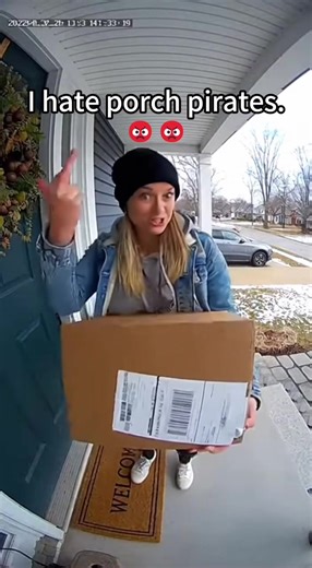 Porch exploding package box with glitter😳😖😠😨 #porchpiratecaught #glitter #package #prank #funny