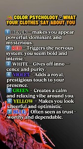 527 reactions · 127 shares | Color psychology - what your clothes say about you:  ️    #color #ColorPsychology #colormeaning #fypシ゚viralシ #fypシ゚viralシfypシ゚viralシalシ #trendingreelsvideo #facts #everyone #highlights | James Tiglao Capulong | Facebook
