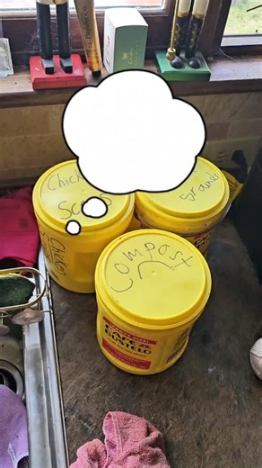 Every homesteader has that spot by the sink… The scrap zone. The compost corner. The place where good intentions pile up until we finally deal with it. 😆 We used to run a full Ziploc airport — one bag for chickens, one for ducks, one for compost. Functional? Yes. Sustainable? Absolutely not. So we switched it up. 36oz plastic Café Bustelo coffee containers — washed, relabeled, and officially promoted to: 🐓 Chicken Scraps 🌱 Compost ☕ Coffee Grounds Because honestly… who really needs to buy mor