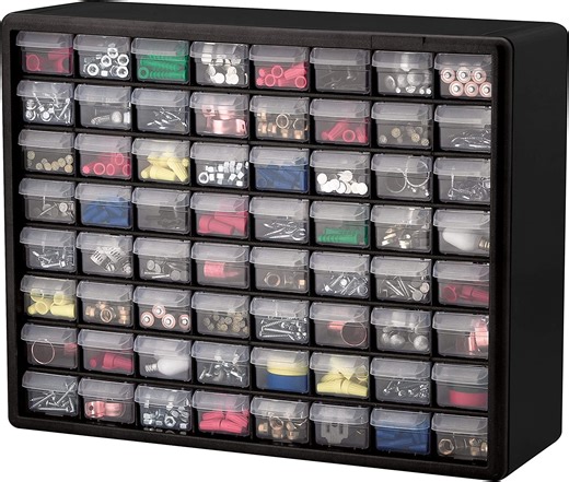Akro-Mils 64 Drawer Plastic Cabinet Storage Organizer with Drawers for Hardware, Small Parts, Craft Supplies, Black