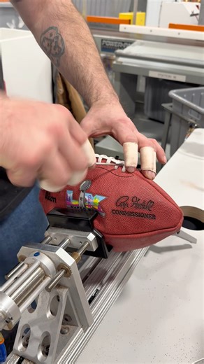 As soon as the clock hit zero for both the AFC and NFC Championship Games on Sunday, our Wilson Football team in Ada, Ohio got right to it! Each year, our team handcrafts a total of 228 Official Game Footballs that make its way to the Super Bowl. Here’s a BTS look! 🏈 #WilsonFootball #TheDuke #SBLX #SuperBowl | Wilson Football