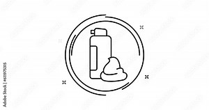 shaving foam animated outline icon on white background. shaving foam rotation appearance 4k video animation for web, mobile and ui design
