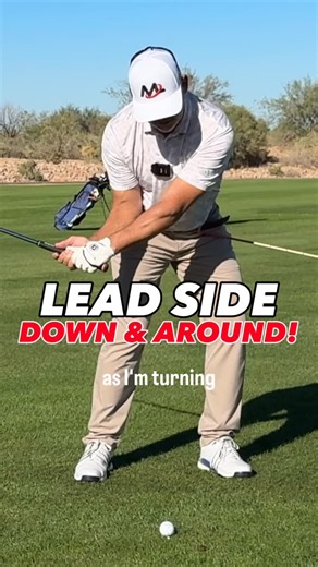 Milo Lines on Instagram: "Move your lead side like this! Comment LEAD and I’ll send you the full lesson video. 🫡 For those of you who sway and slide, this is a great feel to stay a bit more centered and to keep our upper and lower centers a bit more stacked up. This feel really helped out Ed as you’ll see in the full video. 👊 #golftips #golfcoach #swinglikeanathlete"