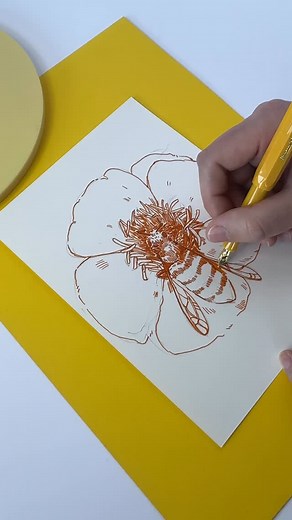 Official Kaweco Brand Channel on Instagram: "Sketched in soft strokes, inspired by nature. 💛 A bee in golden lines – drawn with the Kaweco Collection Honey. 🐝🍯 #kaweco #writinginstruments #writing #since1883"