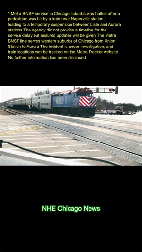 Metra BNSF service in Chicago suburbs was halted after a pedestrian was hit by a train near Napervil