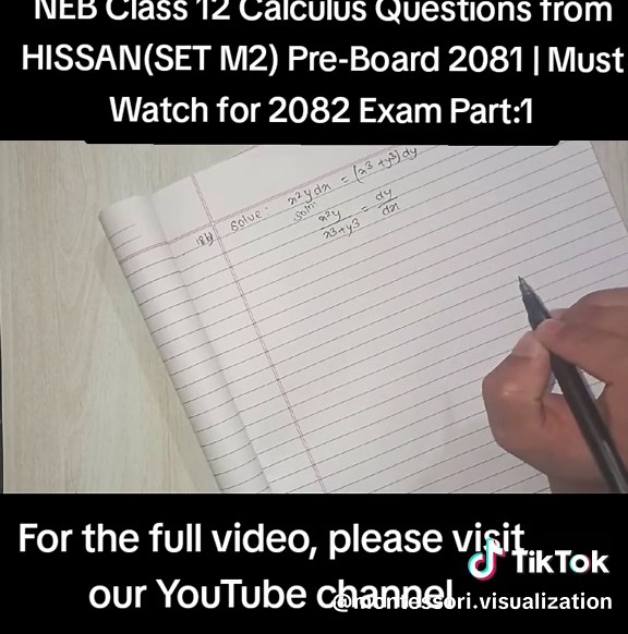 NEB Class 12 Calculus Questions from HISSAN(SET M2) Pre-Board 2081 | Must Watch for 2082 Exam Part:1Are you preparing for the NEB Class 12 Board Exam 2082? This video covers the Calculus portion from the 2081 HISSAN Pre-Board Mathematics Question Paper, helping you understand important questions and their solutions. Don't miss this if you want to boost your exam preparation!For the full video, please visit our YouTube channelSubscribe for more NEB Class 12 Math, Physics, Chemistry, and Biology c