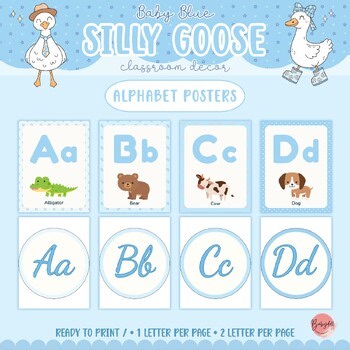 Alphabet Posters: Baby Blue Silly Goose | Classroom Decor Letter Wall Display