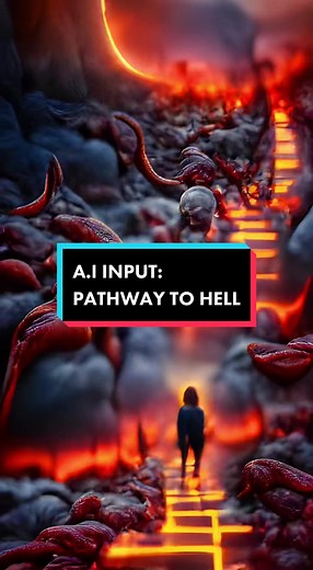 Scary Pathway to Hell: AI Art Depiction