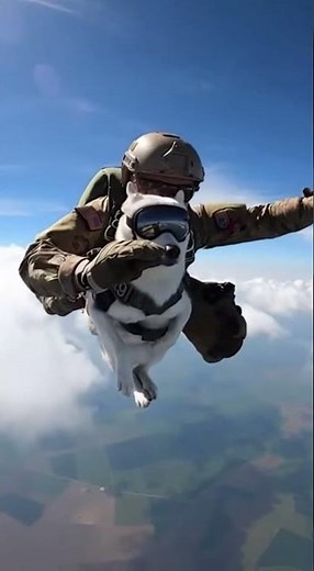 The Bravest K9: A Heroic Skydive and Perfect Sunset Landing! 🪂🐕 #SkydivingDog #K9Hero #EpicJump