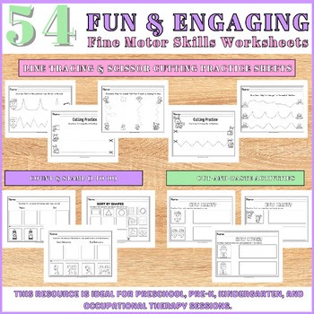 Cutting Practice With Scissors Line Tracing Worksheets   Cut & Paste Activities