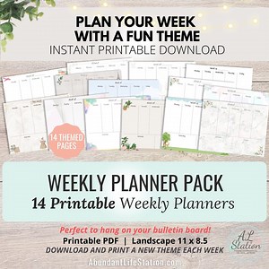 Weekly Planner Printable, Landscape, Week at a Glance, Weekly Agenda, Bulletin Board Planner, Desk Planner, Weekly to Do List, Letter Size - Etsy Canada