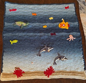 Crochet Ocean Animal Blanket: Sea Turtle, Submarine, Dolphin, Octopus - Etsy