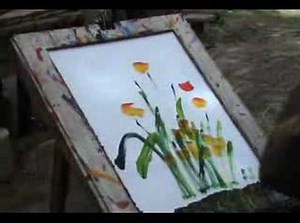 ELEPHANT PAINTING POPPY FLOWERS