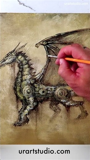 Mechanical Dragon 🐉 Abstract Acrylic Painting #acrylicpainting #paintingtutorial
