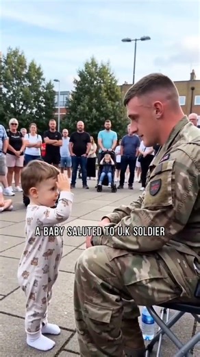 A heart-melting moment ❤. A baby saluted a British soldier, and the soldier saluted back. Real love,