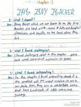 CLASS- 7, ENGLISH, AN ALIEN HAND, CHAPTER- 1, THE TINY TEACHER, LEARNER'S DIARY.