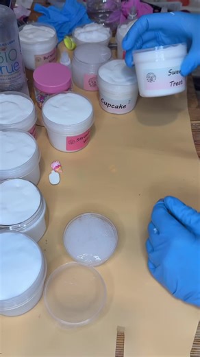 Adding colour to some of today's slime orders. A slime called sweet treat which is a popular choice. This is a white fluffy slime and a clear slime (colour of your choice) in a separate container with sweet charms. Cupcake is a pink fluffy slime decorated with sprinkles and cupcake charms #slimevideo#slimeshop#makingslime#packingslimeorders#buttercupslimeuk