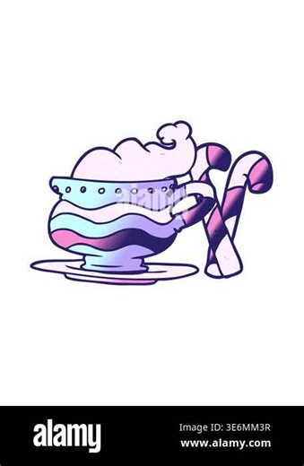 vibrating motion animation of cartoon christmas cocoa with candy canes Stock Video Footage - Alamy