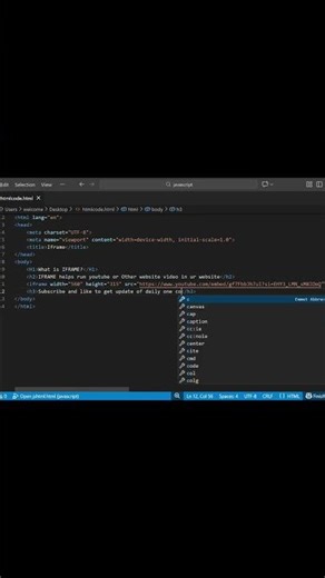 Iframe Tag in HTML ⁉️ Simple stright to content|#coding #html #webdesign #frontendcourse