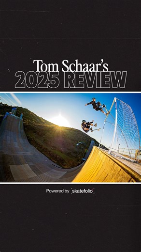 Skatefolio on Instagram: "2025 Review with @tomschaar. Tom Schaar skated almost nothing this year—and that’s the point. Tony Hawk’s vert ramp with a 16” channel. A handful of overlooked DIY obstacles. Megaramp compounds modded with a soccer goal. That narrow focus led to real progress in vert skating. After decades of vert skaters riding essentially the same ramp, Tom still found new ground, inventing new tricks and taking old ones higher and faster than ever. He’s earned the contest wins, he’s 