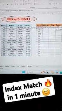 #Index Match 🔥 Excel super trick| #shorts #indexmatch in 1 minutes ⏰️ 🕑