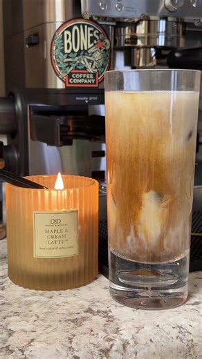 A creamy maple & cinnamon latte - Just try it! I’m not joking whenever I say bones coffee is my absolute favorite. I’ve been drinking it exclusively for months. 🙌🏼🫣 @Bones Coffee Company #bonescoffee #coffeetiktok #ninjaluxecafé #coffeebar #homecoffee