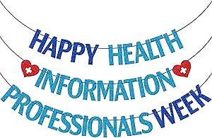 Health Information Professionals Week Banner, HIP Week Party Decorations, Happy Health Information Week Sign, Health Information Professionals Week Decorations, Blue Glitter